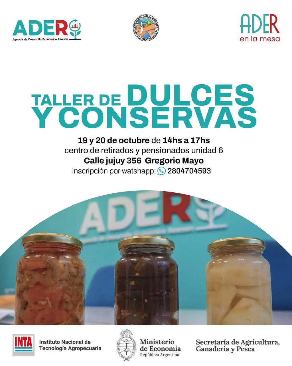ADER y el INTA brindarán un taller de Dulces y Conservas