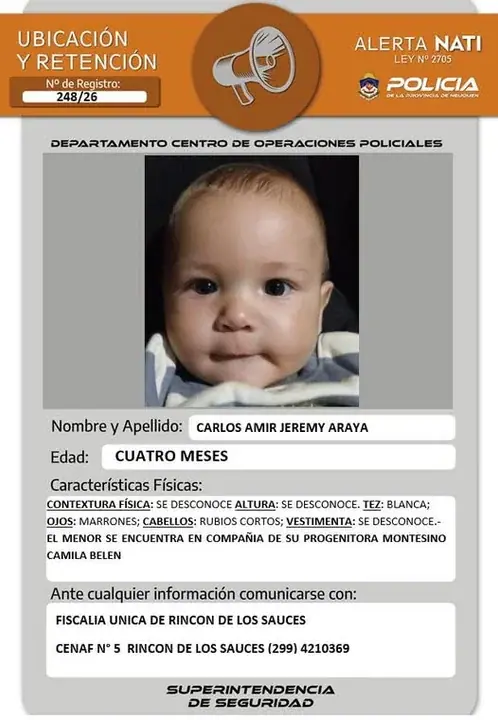 Alerta Nati en Neuquén: buscan desesperadamente a un bebé de 4 meses y a su madre desaparecidos