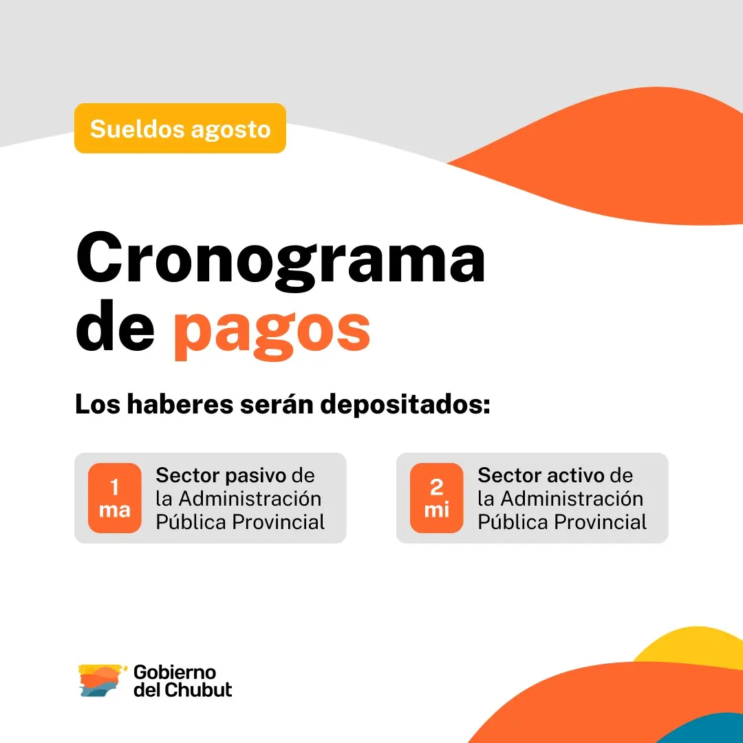 Chubut: Cronograma de pago a Estatales en septiembre